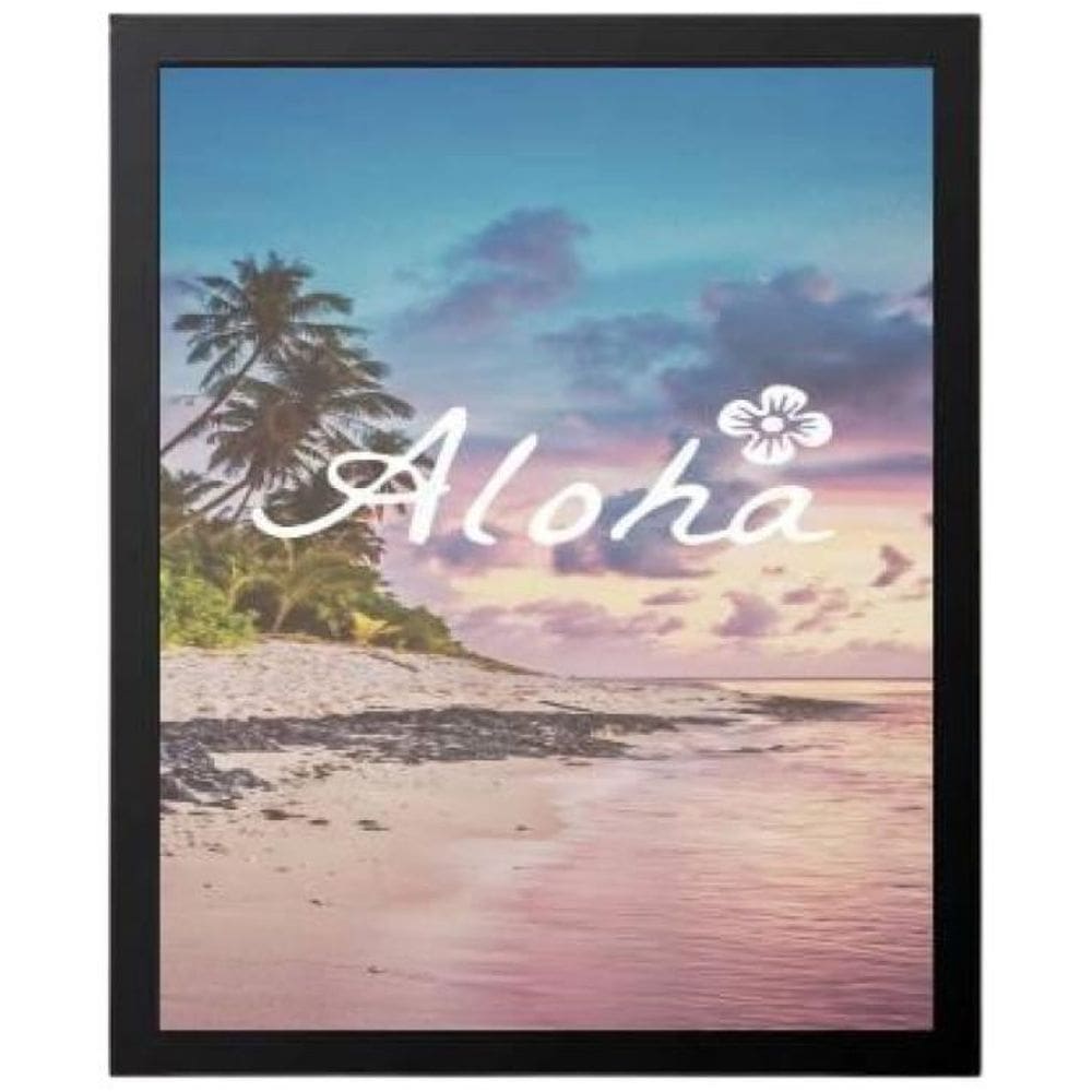 Quadro Decorativo Praia Aloha Com Vidro 24X18Cm