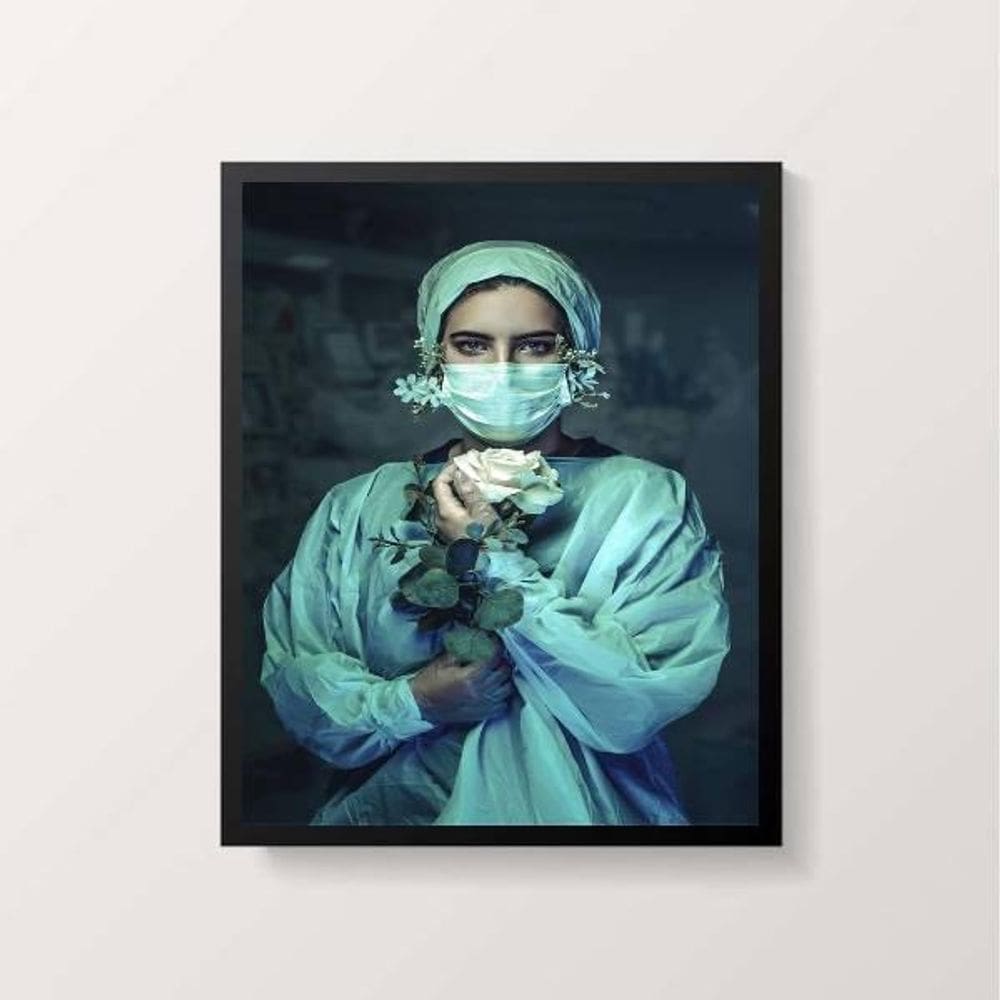 Quadro Obrigada Aos Nossos Heróis 45X34Cm Moldura Preta