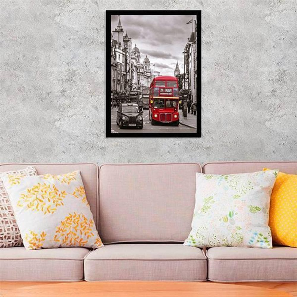 Quadro Decorativo Fotografia Ônibus Londres Vermelho 45X34Cm