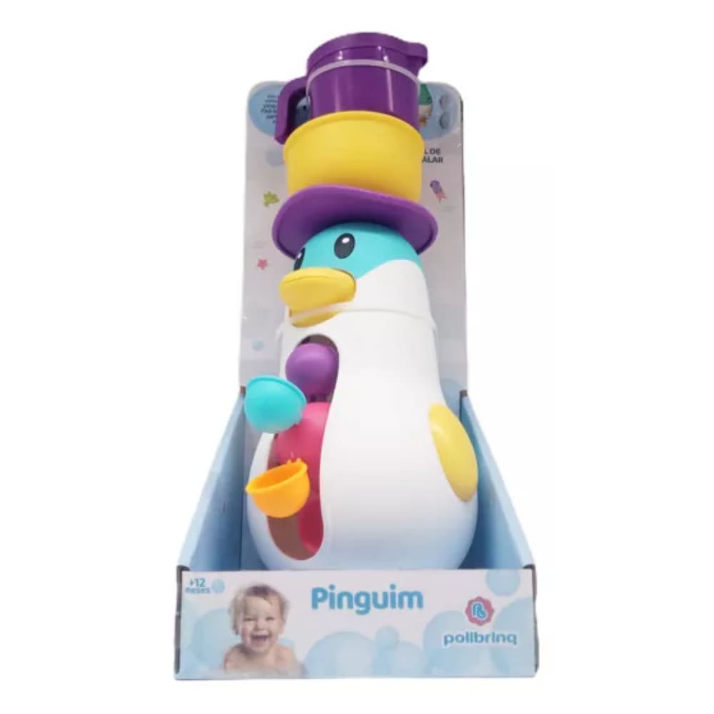 Brinquedo interativo Para Bebe Banho Com Pinguim Polibrinq