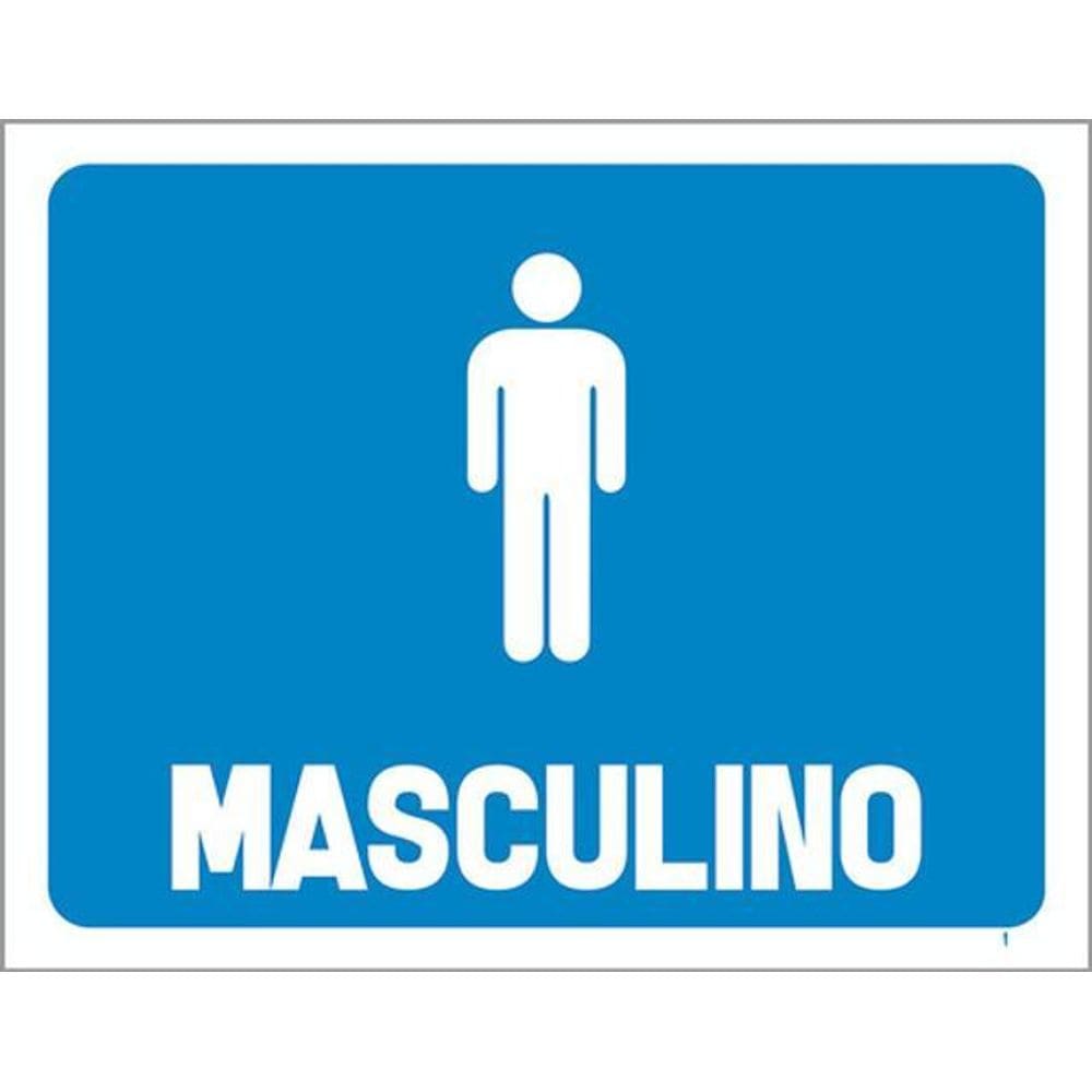 Kit 3 Placas Sinalização - Horizontal Banheiro Masculino