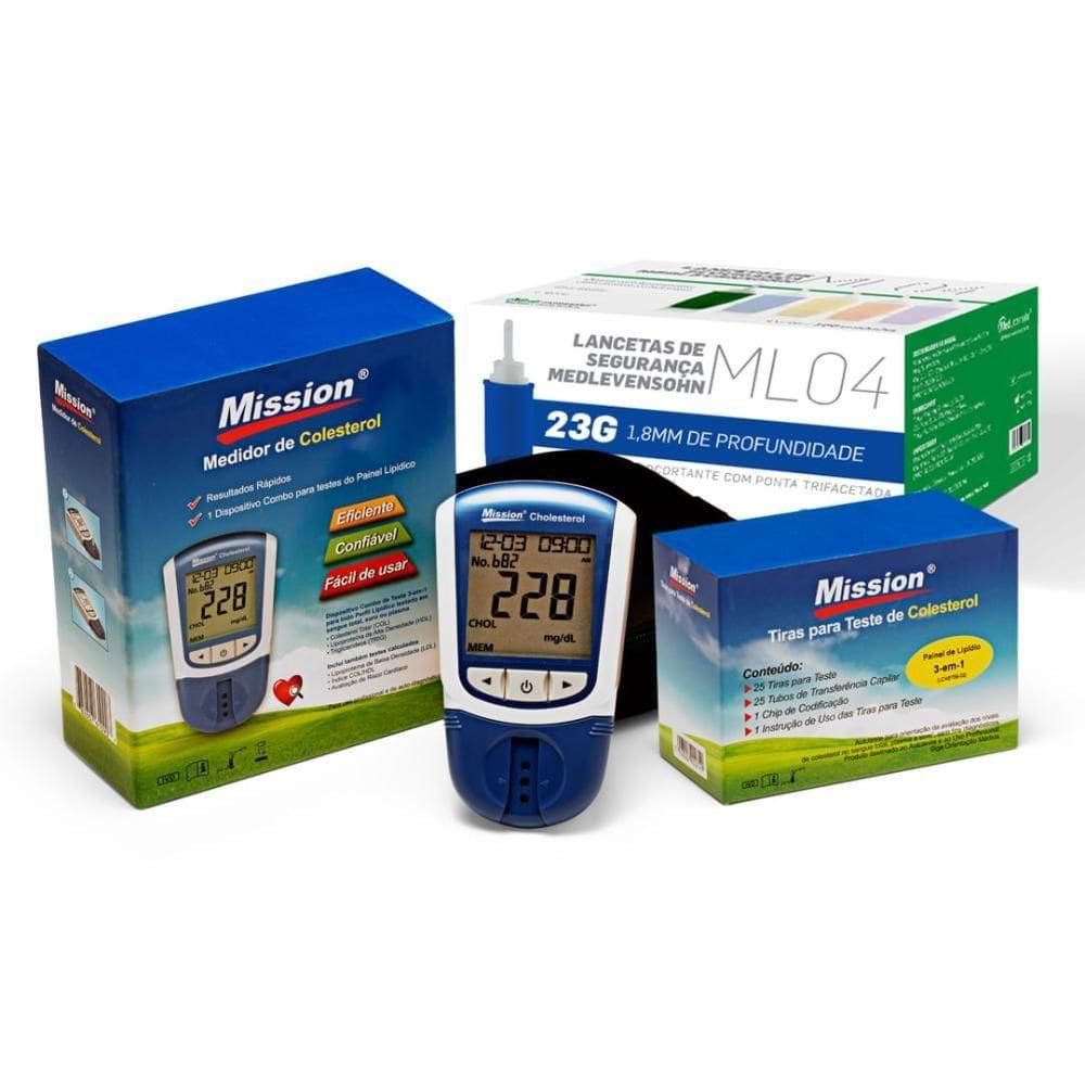 Monitor Lipídico Mission + 25 Tiras De + 100 Lanc