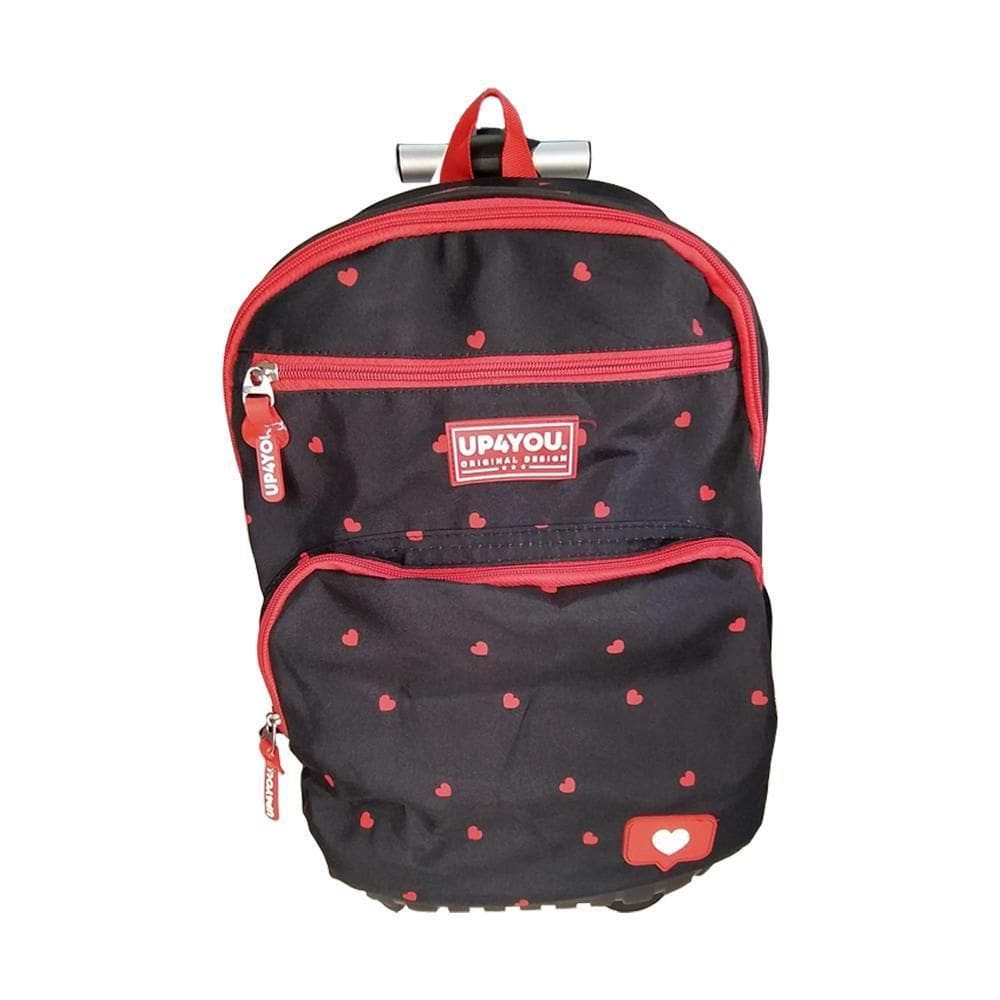 Mochila De Rodinhas 360º Hearts Preta Up4You - Luxcel