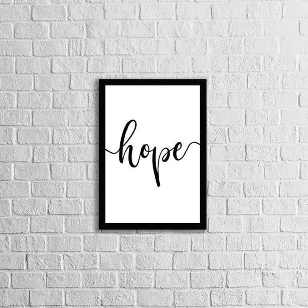 Quadro Palavra Hope 45X34Cm - Com Vidro Moldura Preta