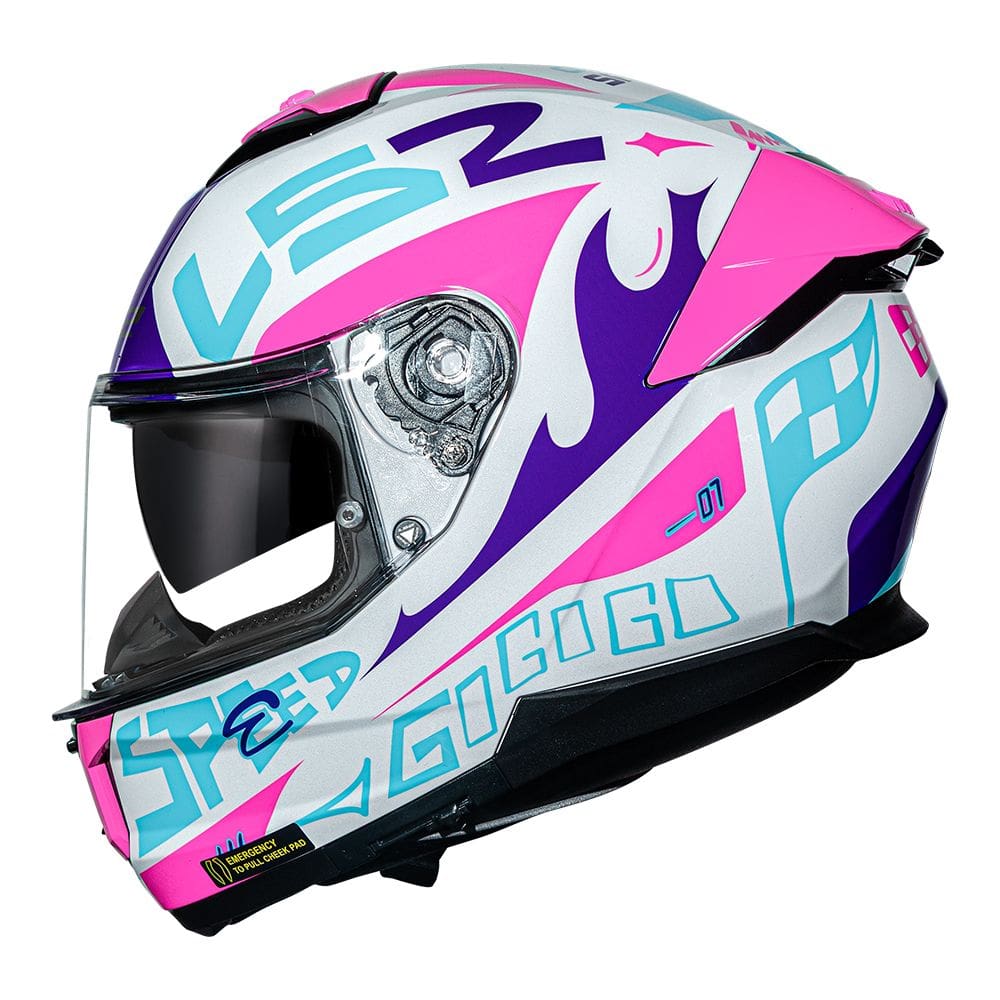 Capacete LS2 FF808 Stream II Race Branco e Rosa