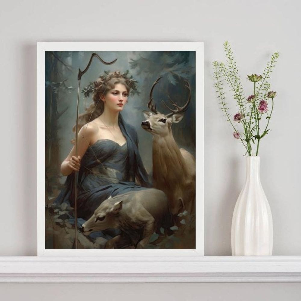 Quadro Decorativo Artemis- Deusa Da Natureza 24X18Cm - Vidro