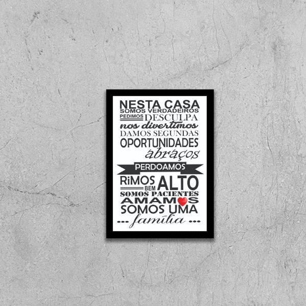 Quadro Frases Sobre Família 45X34Cm Com Vidro Moldura Preta