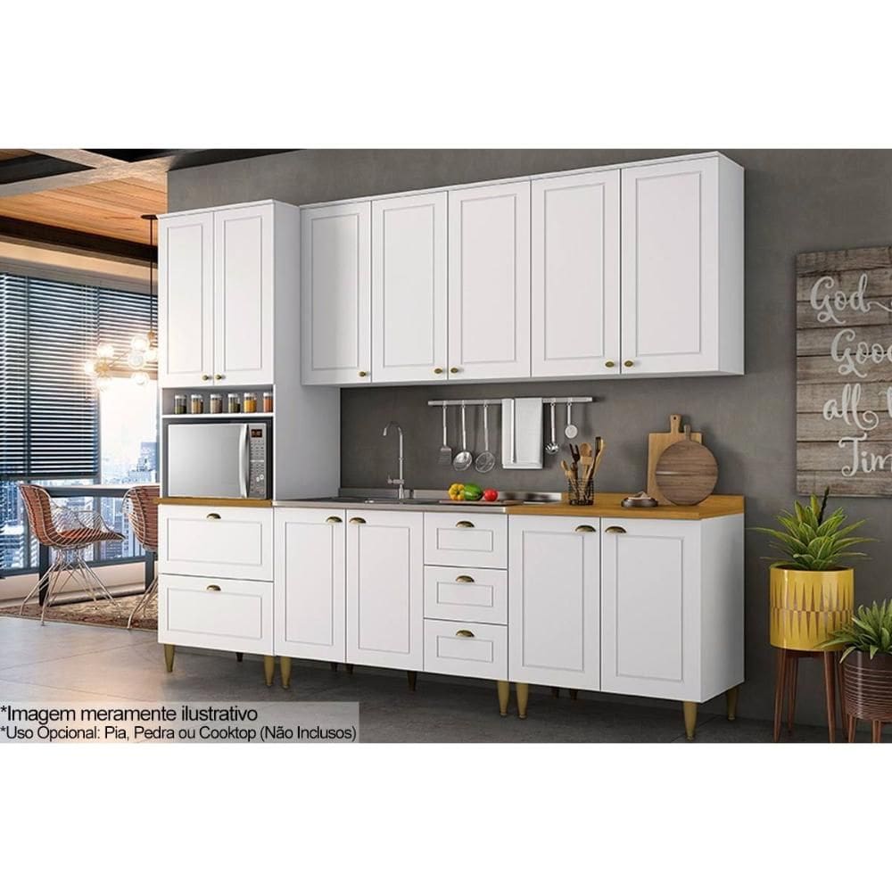 Cozinha Modulada Henn Americana Henn 6 Peças c/ Pés C5P61 Branco