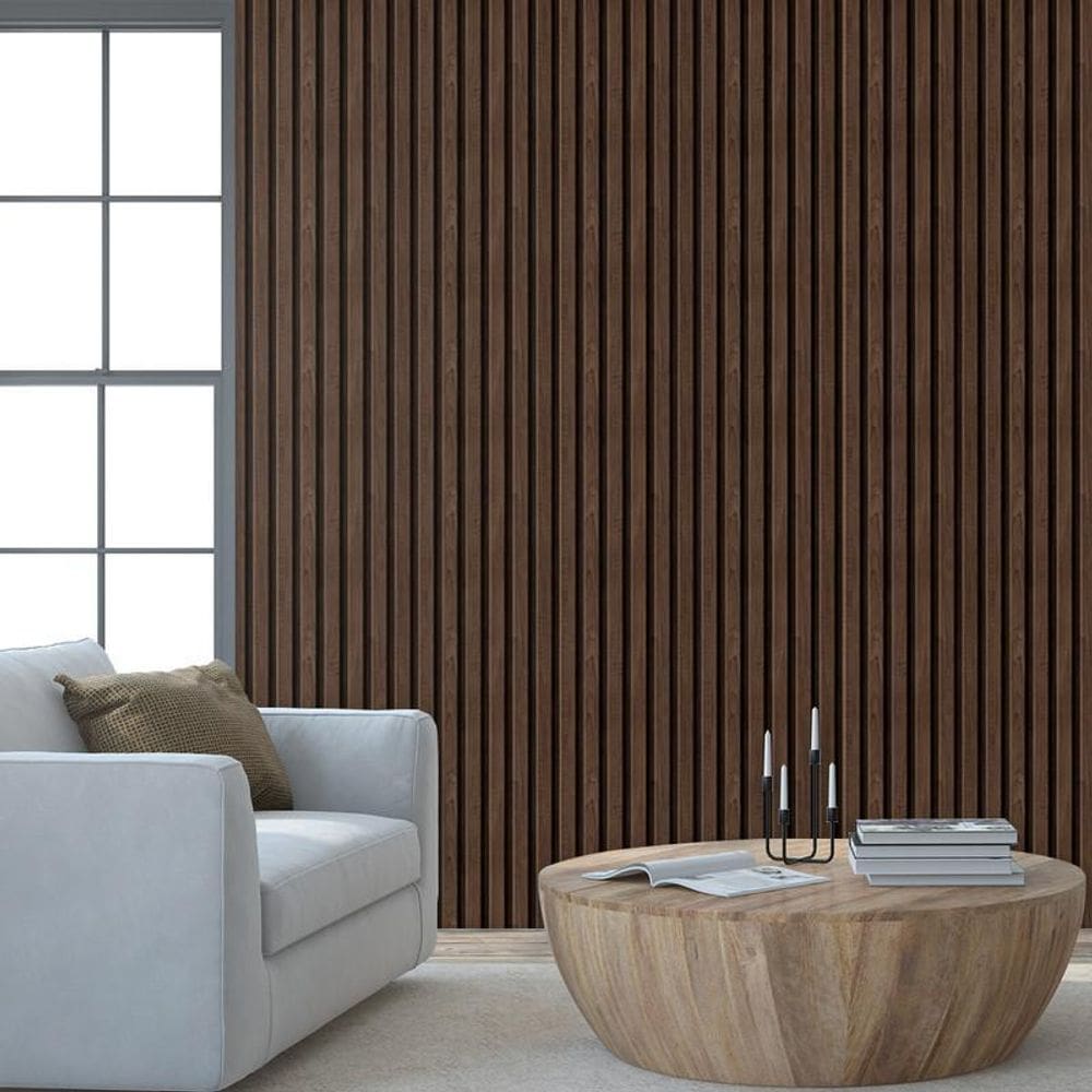Papel De Parede Ripas De Ipê Marrom Escuro Adesivo Lavável