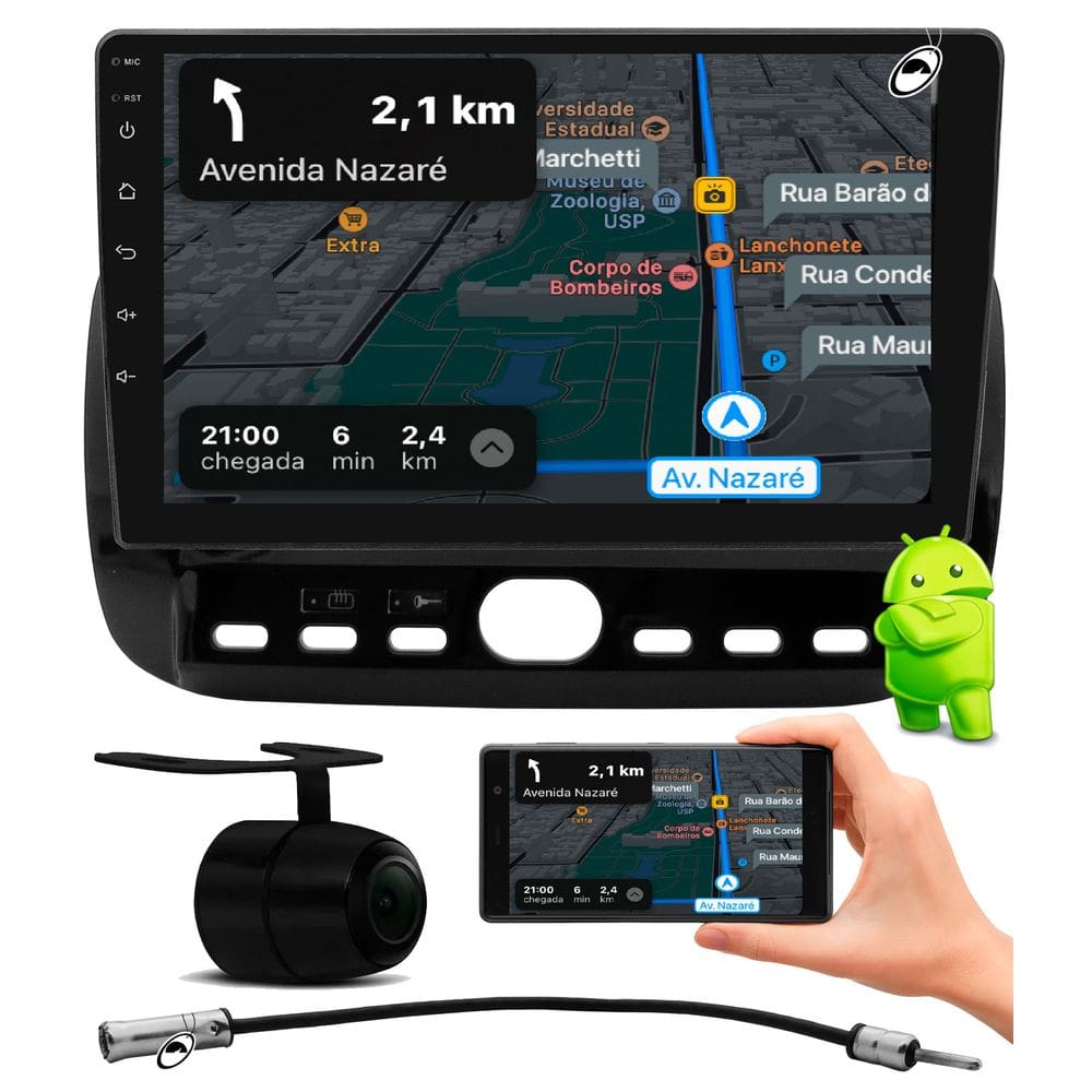Multimidia 9” Android Punto 2012 a 2016 e Linea 2015 2016 Android Auto Car Play + Câmera Ré