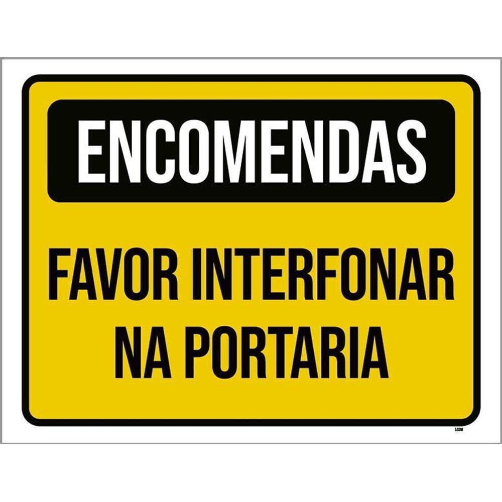 Placa Encomendas Favor Interfonar Portaria 27X35