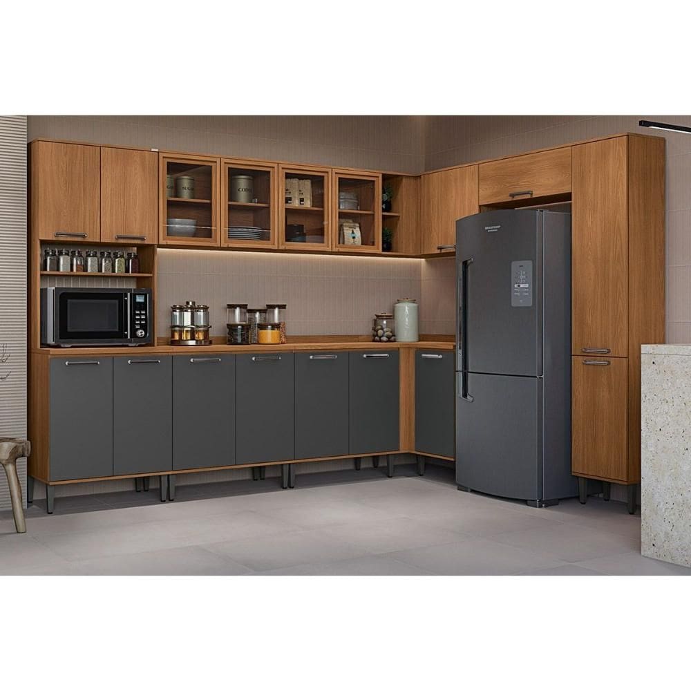 Cozinha Modulada Kappesberg 12 Peças Linna C12P06 Canela/Grafite