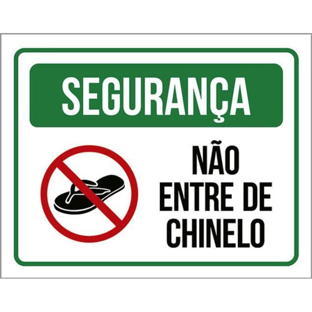 Kit 3 Placas Segurança Não Entre De Chinelo Verde