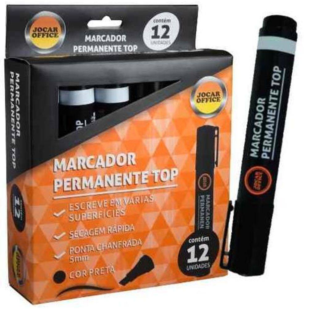Marcador Permanente Top Preto Cx Com 12 Jocar Office