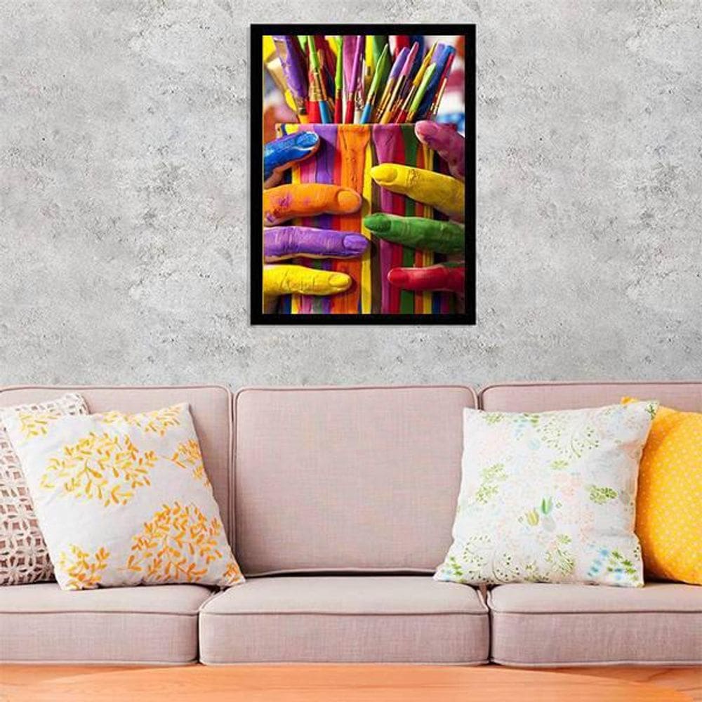 Quadro Decorativo Foto Pincéis Coloridos 45X34Cm