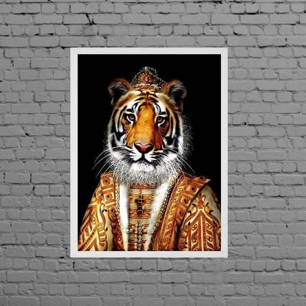 Quadro Decorativo Tigresa Rainha 33X24Cm - Com Vidro