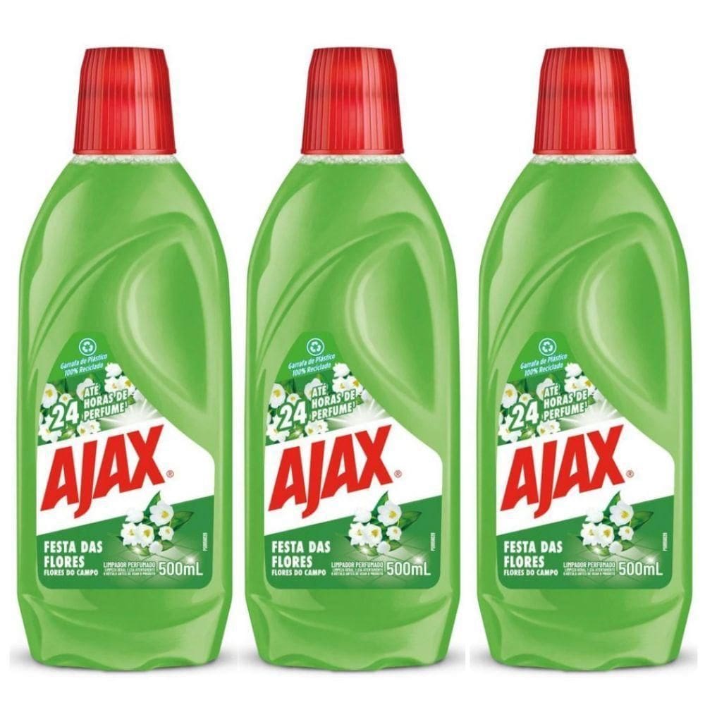 Kit 3 Limpador Diluível Ajax Festa Das Flores Flores Do Campo 500ml