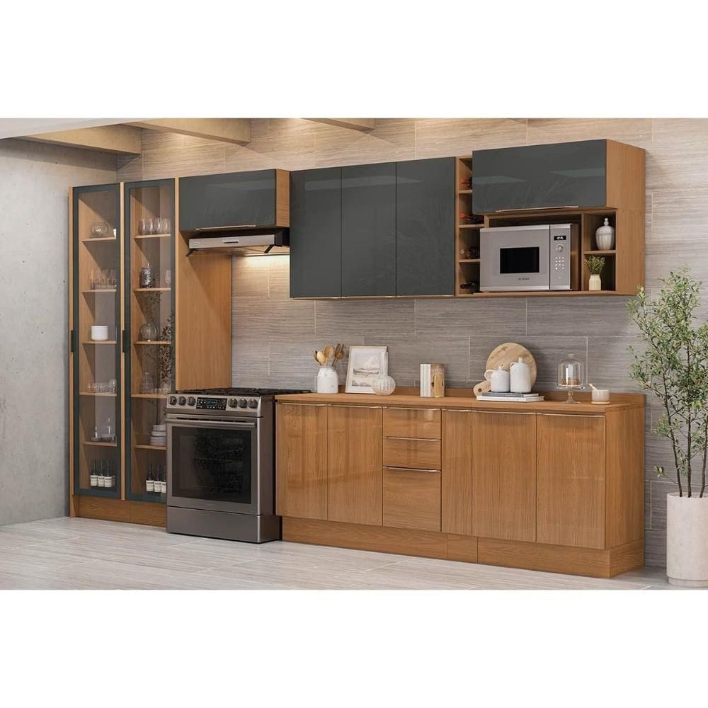 Cozinha Modulada Kappesberg 13 Peças Vibra C13P3 Canela/Grafite Lacca