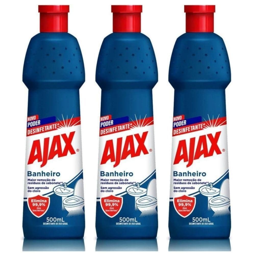 Kit 3 Desinfetante De Uso Geral Ajax Especialista Banheiro 500ml