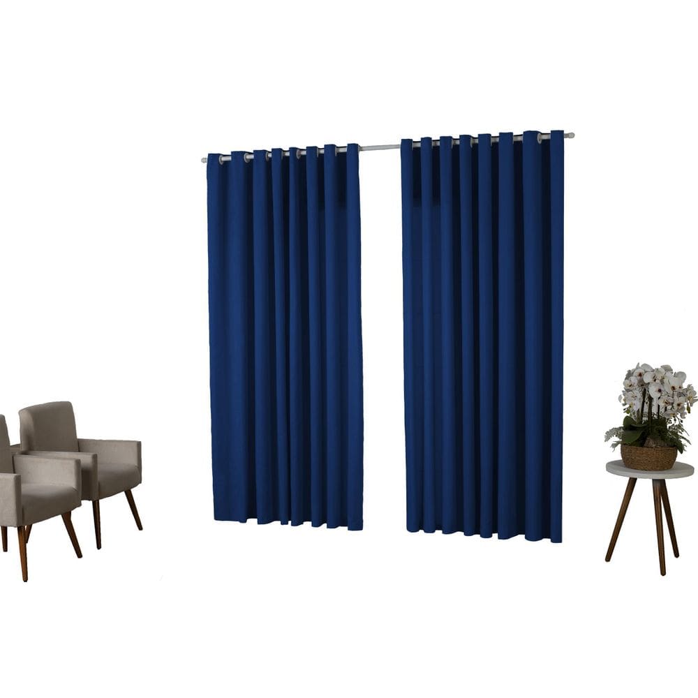 Cortina Oxford 3,00X2,50 Sala Quarto Porta Azul Royal