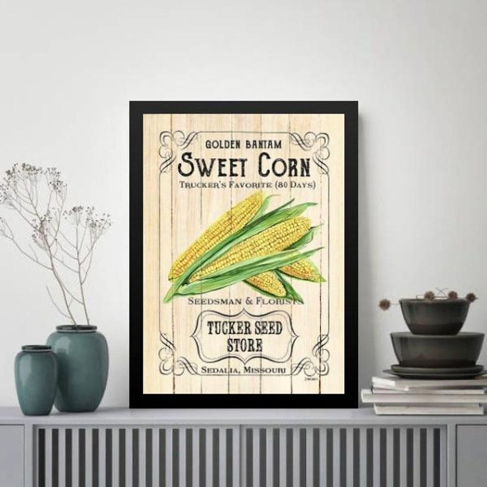 Quadro Vintage Para Cozinha Milho 33X24Cm - Com Vidro