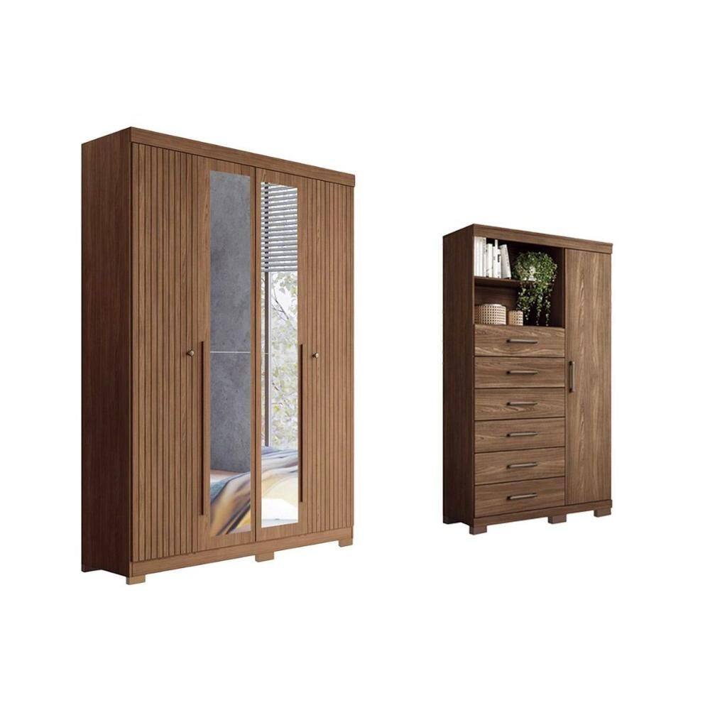 Quarto Completo Modu +Cômoda QC312 Jatobá - Santos Andirá