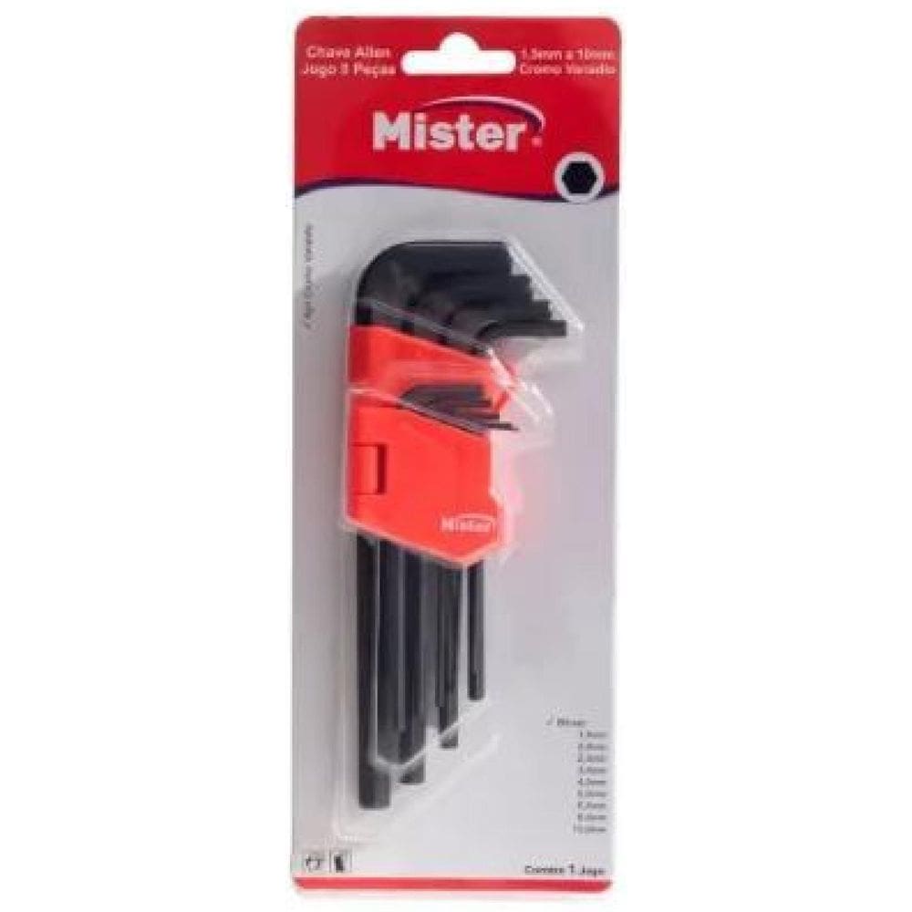 Jogo Chave Allen Mister Longa 9 Peças 1,5Mm À 10,0Mm