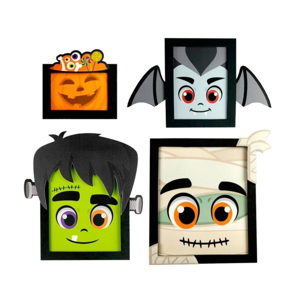 Kit 4 Quadrinhos Halloween Decoração Festa Dia Das Bruxas