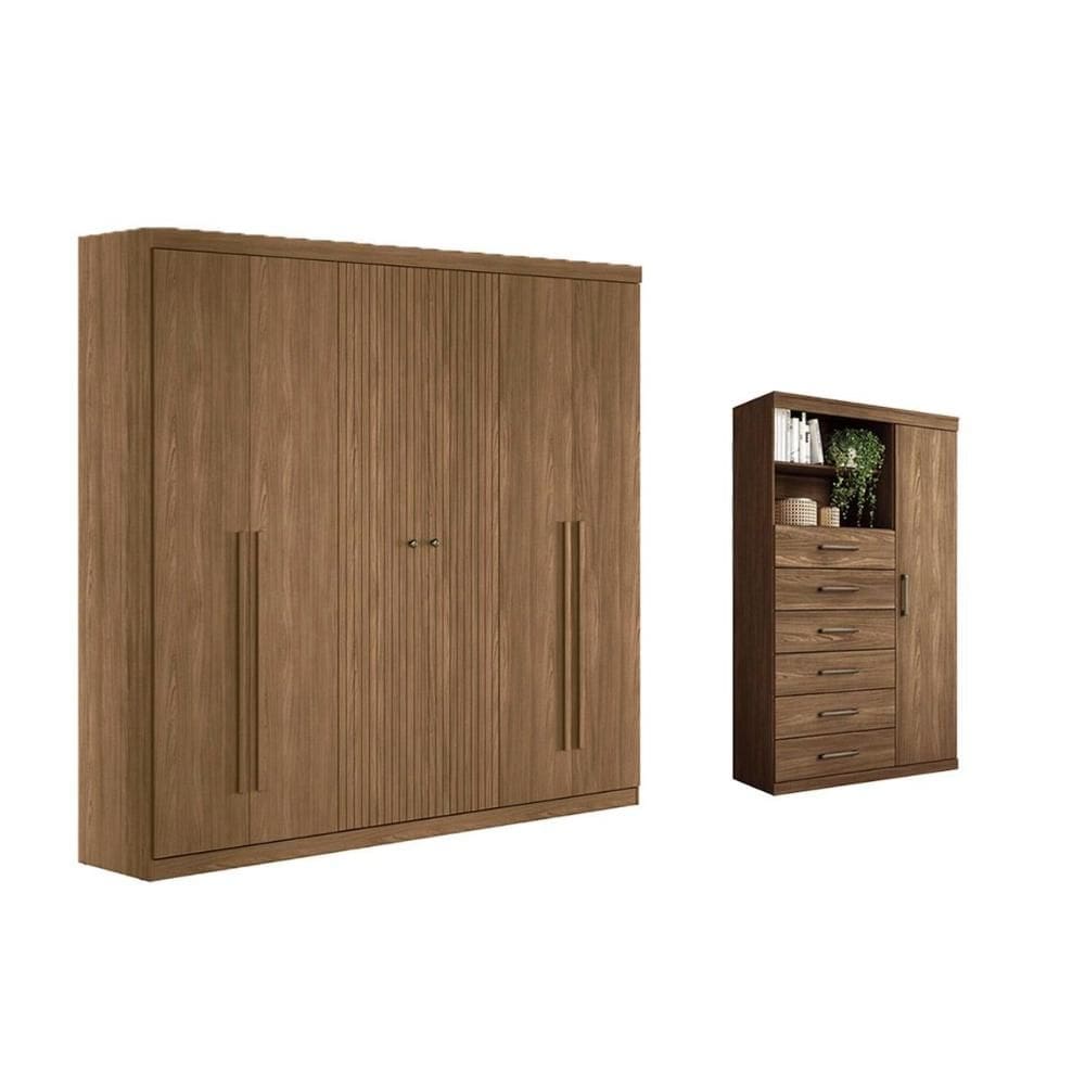 Quarto Completo Modu 2 Peças (1GuardaRoupa+1Cômoda) QC376 Jatobá - Santos Andirá