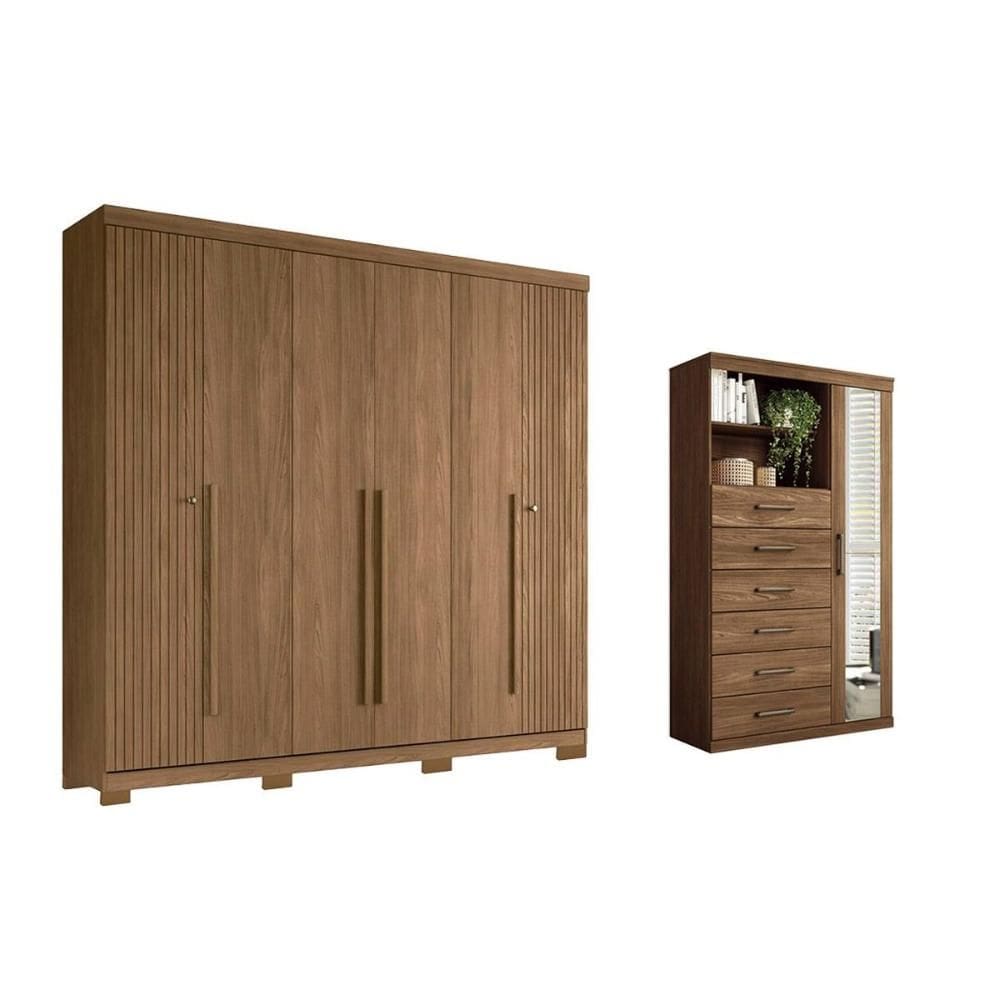 Quarto Completo Modu 2 Peças (1GuardaRoupa+1Cômoda) QC371 Jatobá - Santos Andirá