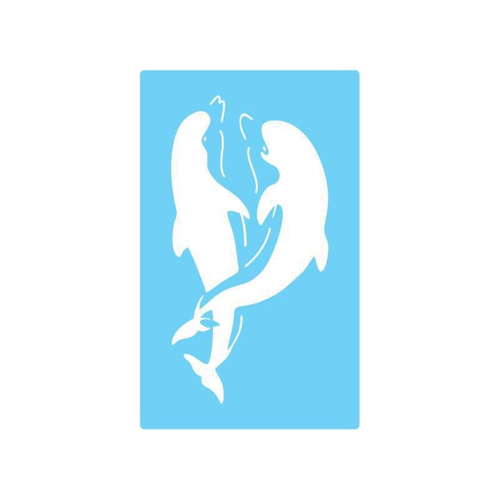 Stencil De Parede Tamako Golfinhos - 55 X 90Cm - Ref 516