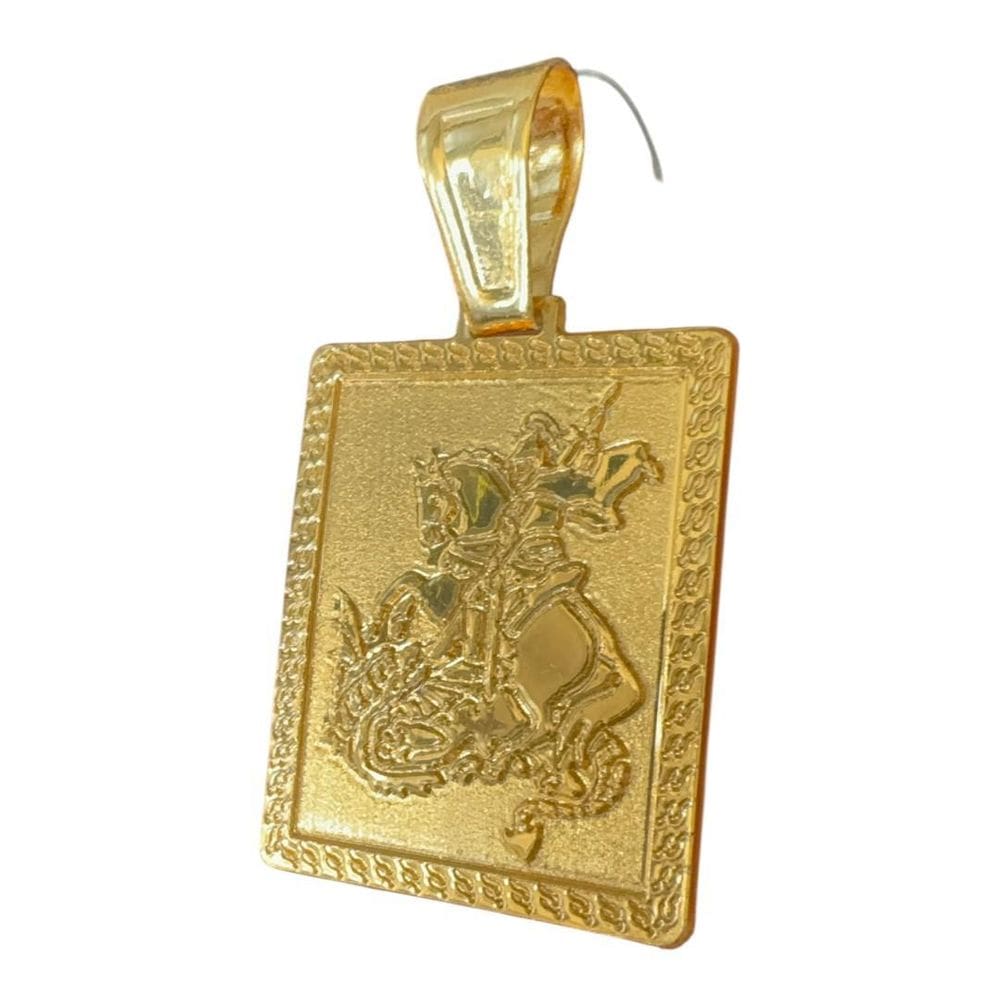 Pingente São Jorge Placa G - Banhado A Ouro 18K