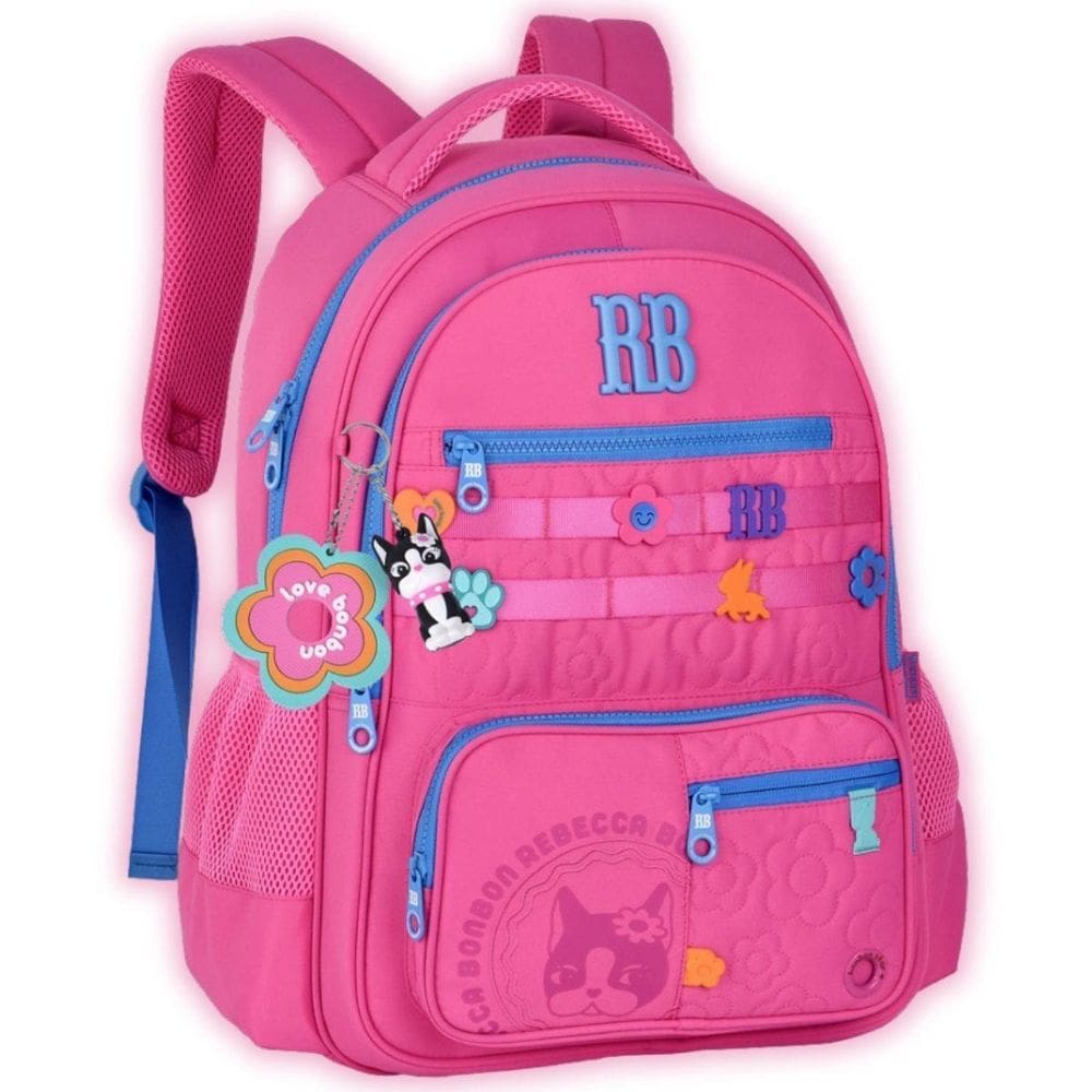 Mochila Costas Rebecca Bonbon Chaveiro 3D Reforçada Escolar