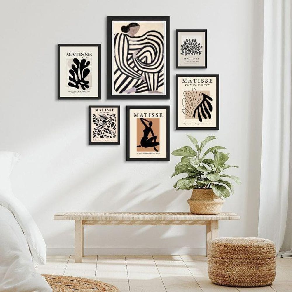 Kit 6 Quadros Neutros Papiers Découpés Matisse - Com Vidro