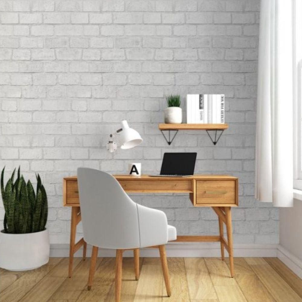 Papel de Parede Santorini Tijolo Branco - 10m x 0.53m