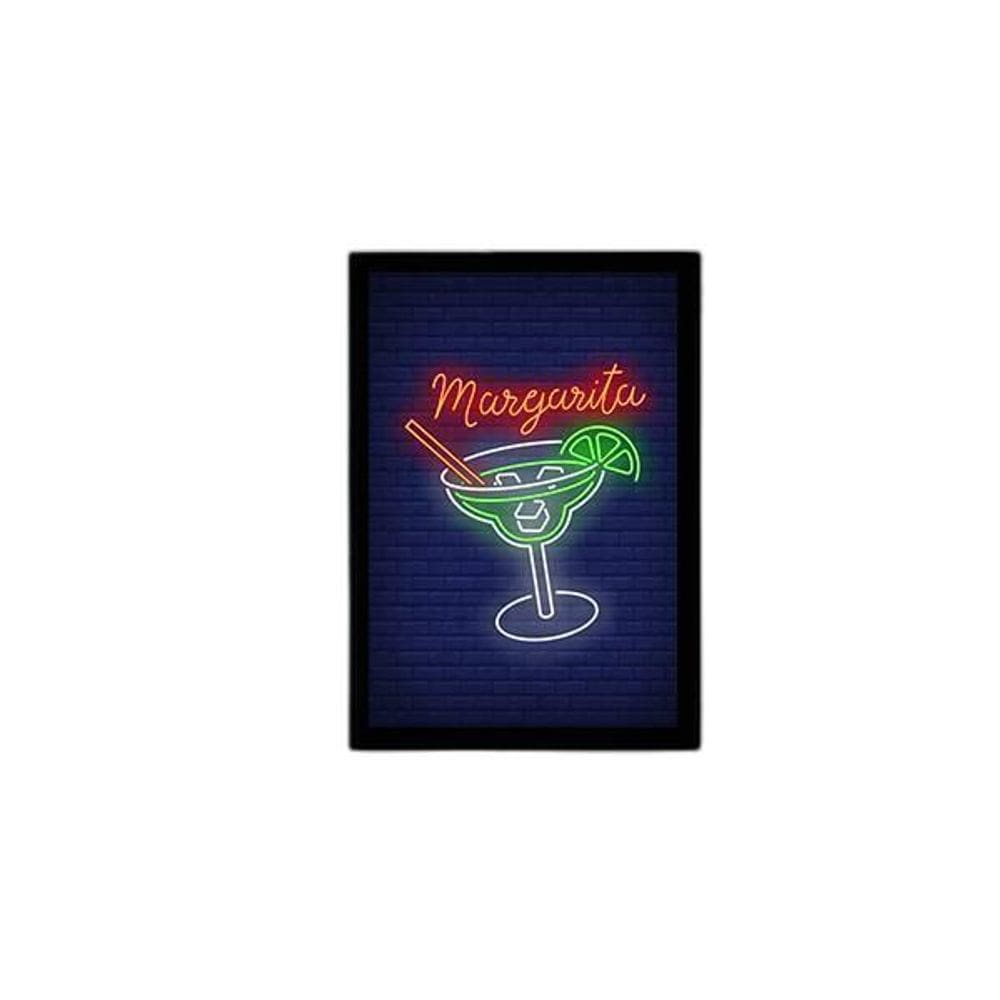 Quadro Margarita Simulando Neon 45X34 Com Vidro Preta