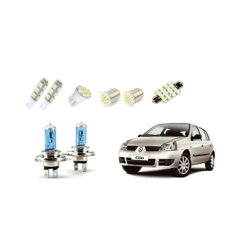 Kit 4 Lampadas Super Brancas Farol + Leds Clio 94 A 02