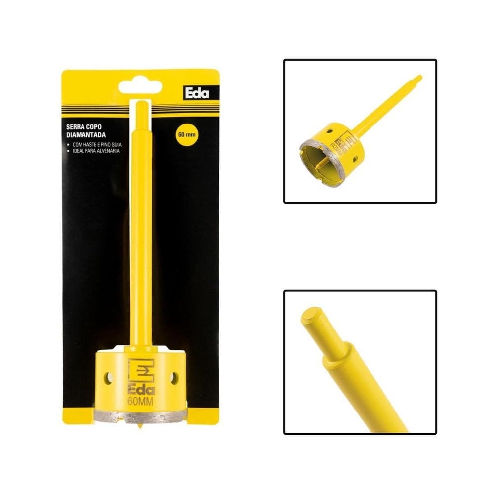 Serra Copo Diamantada 60Mm Com Haste 170Mm