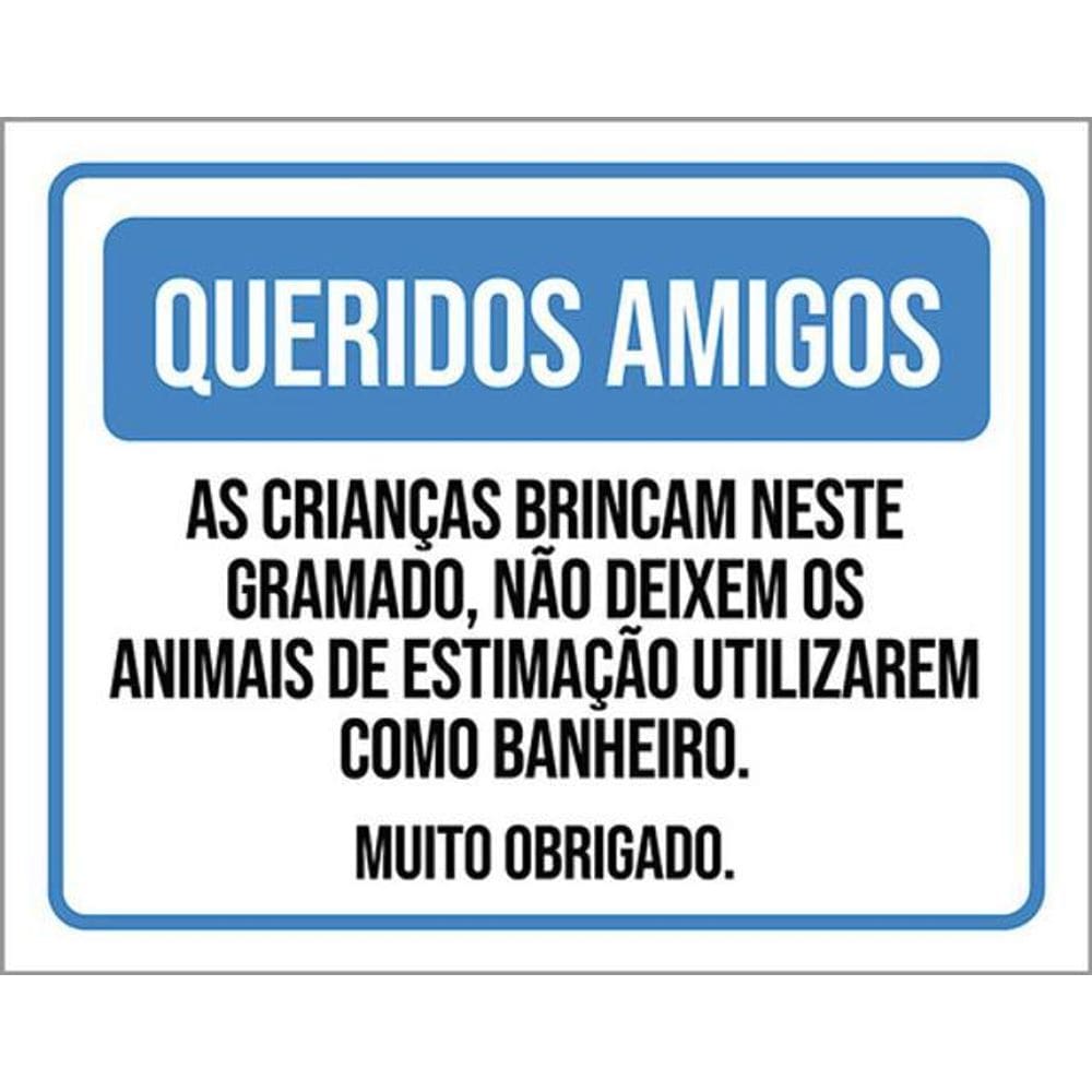 Kit 10 Placa Queridos Amigos Criançbrincam Gramado36X46