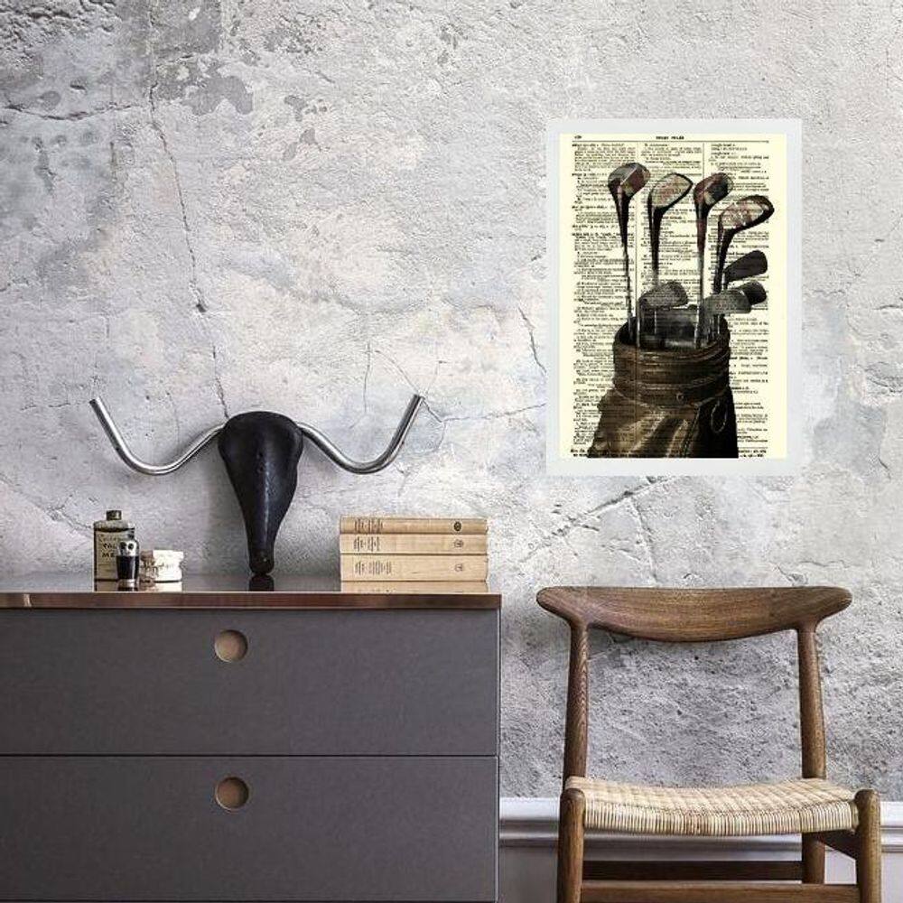 Quadro Vintage Tacos De Golf 33X24Cm - Com Vidro