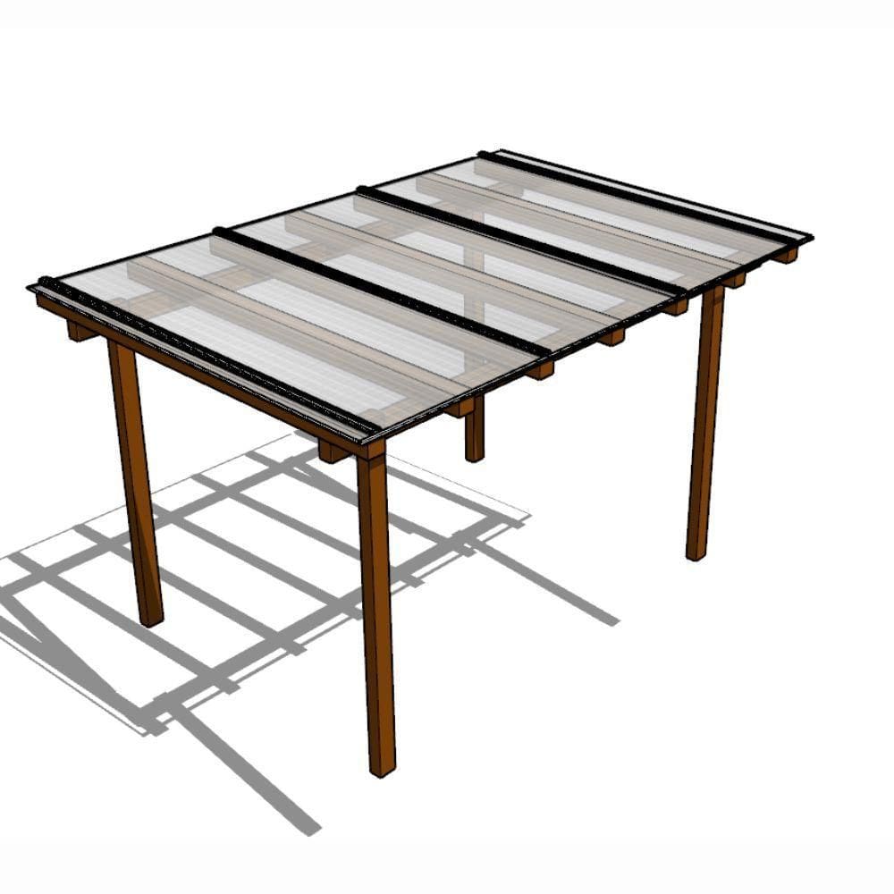 Kit Policarbonato Cristal 4mm 3,00m X 1,00m - Perfis Preto Cristal: 80% De Transmissão De Luz