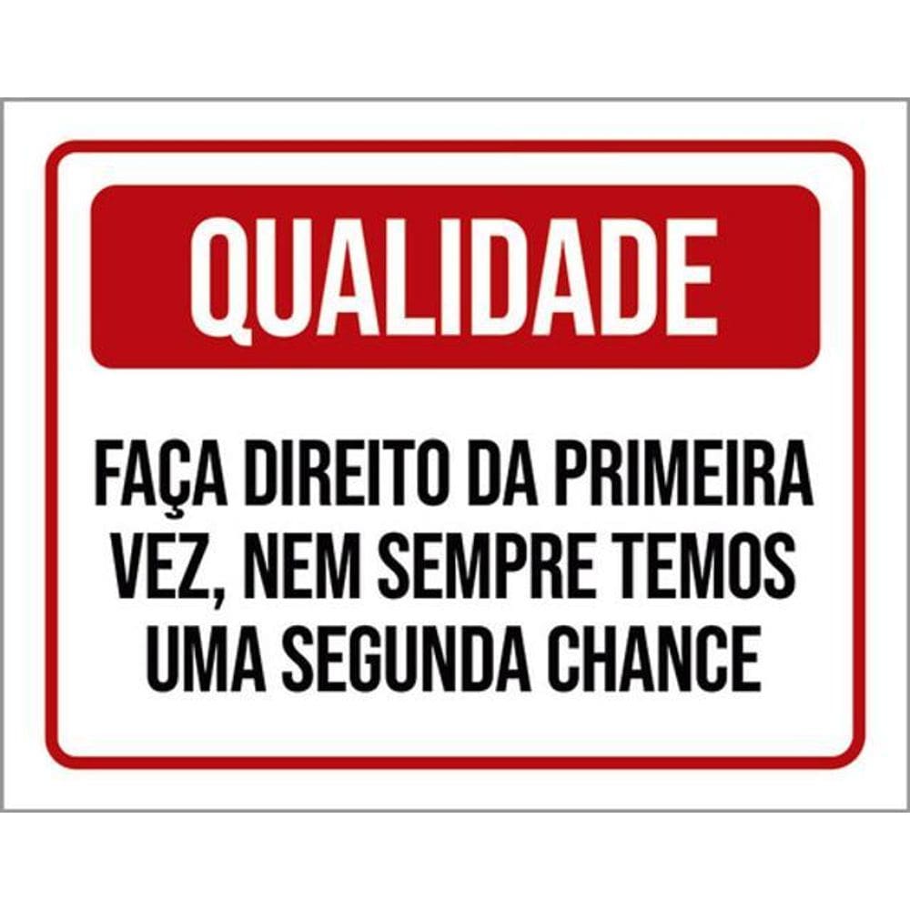 Kit 3 Placas Qualidade Faça Direito Primeira Vez 36X46