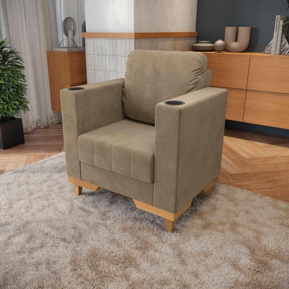 Poltrona Maya Kappesberg Veludo Bege