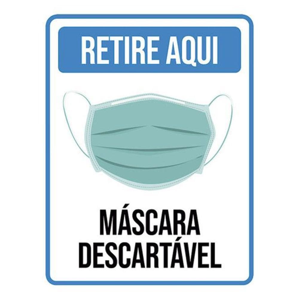 Kit 3 Placas Retire Aqui Máscara Descartável 36X46