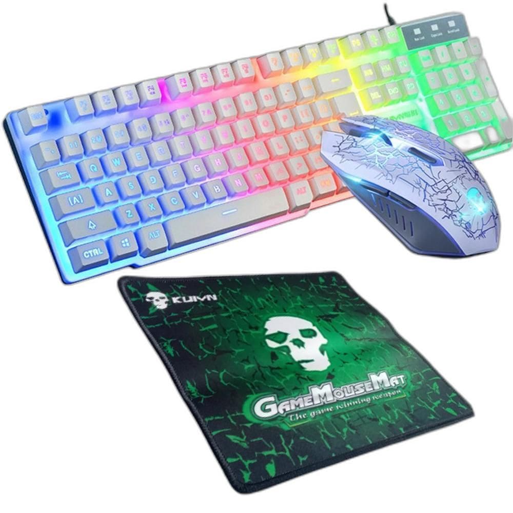 Kit Gamer Teclado, Mouse E Mousepad Kuiyn T6 - Branco