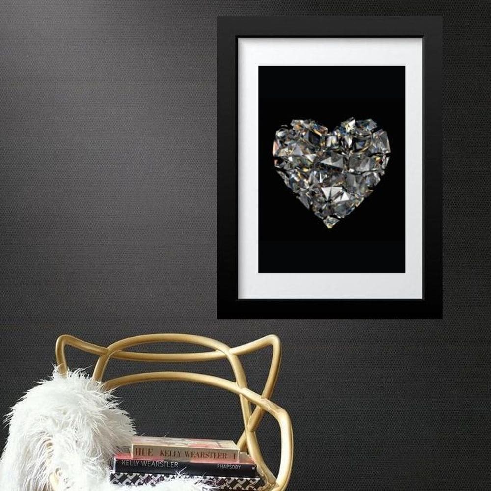 Quadro Coração De Diamantes - 60X48Cm