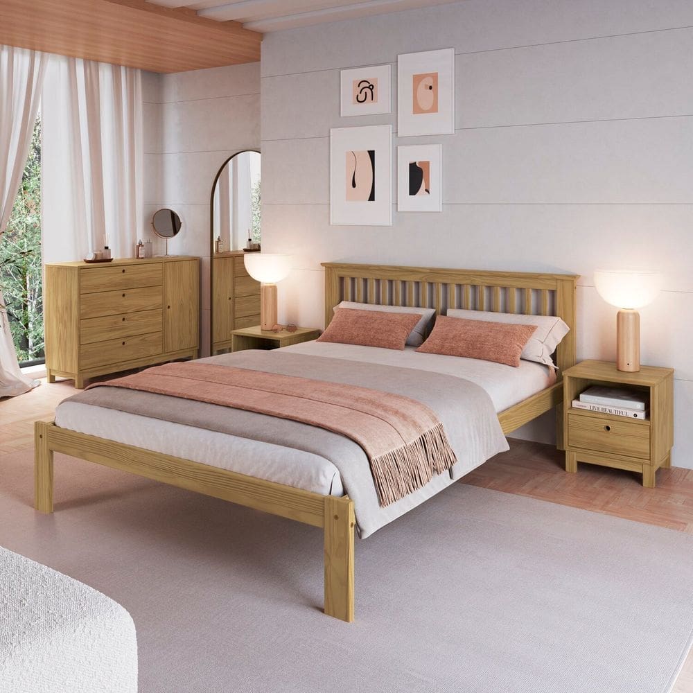 Cama de Casal Madeira Maciça com Lastro Júlia Oak