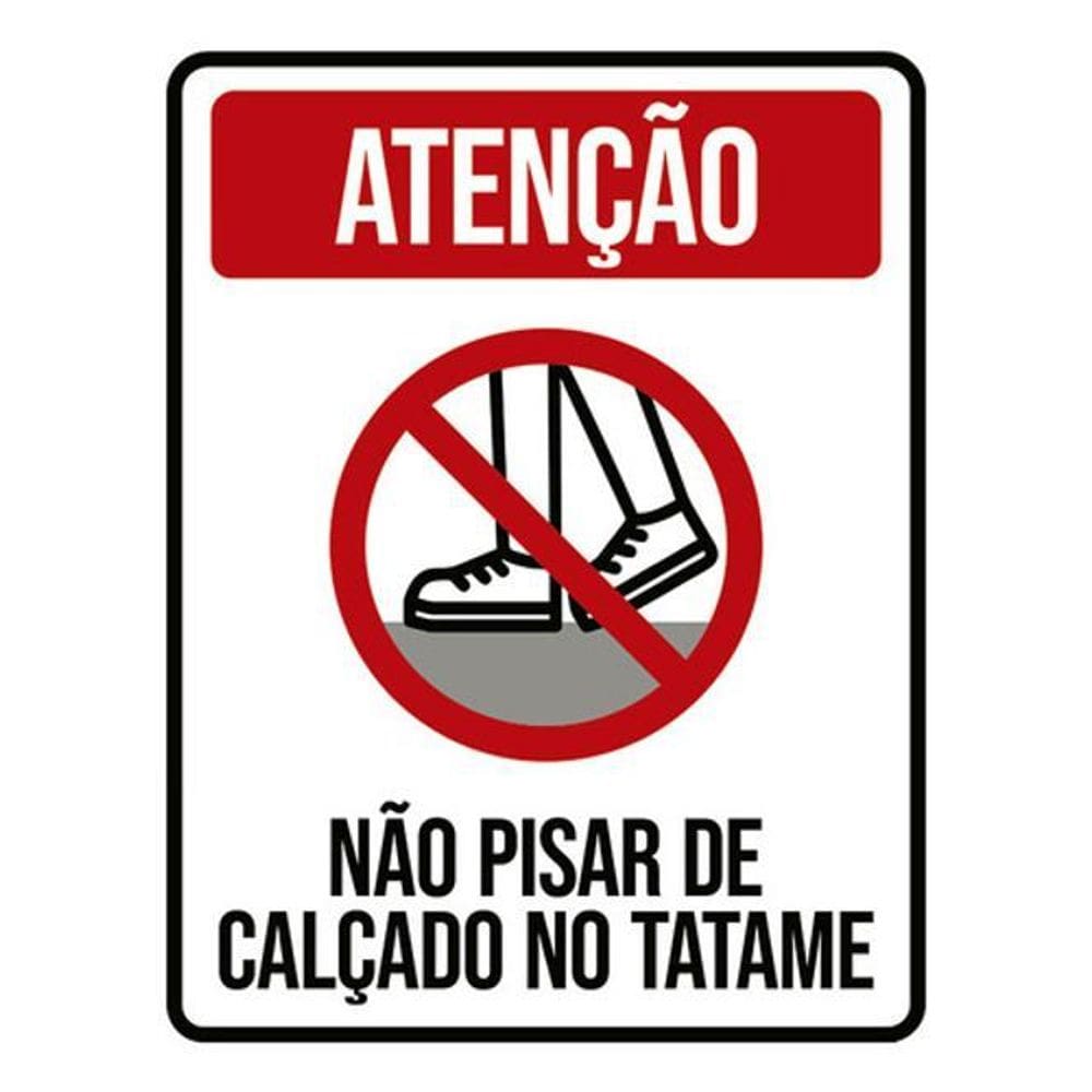 Kit 5 Placas Atenção Não Pisar De Calçado No Tatame 36X46