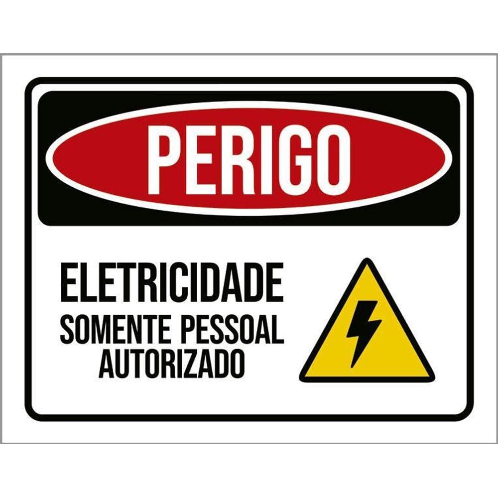 Kit 5 Placas Perigo Eletricidade Pessoal Autorizado 27X35
