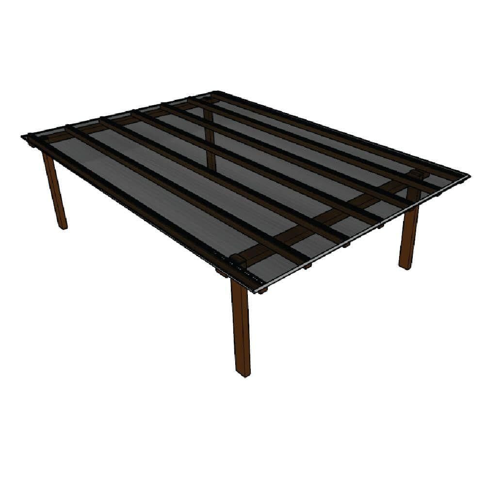 Kit Policarbonato Fume 10mm 6,00m X 6,00m - Perfis Naturais Fumê: 20% De Transmissão De Luz